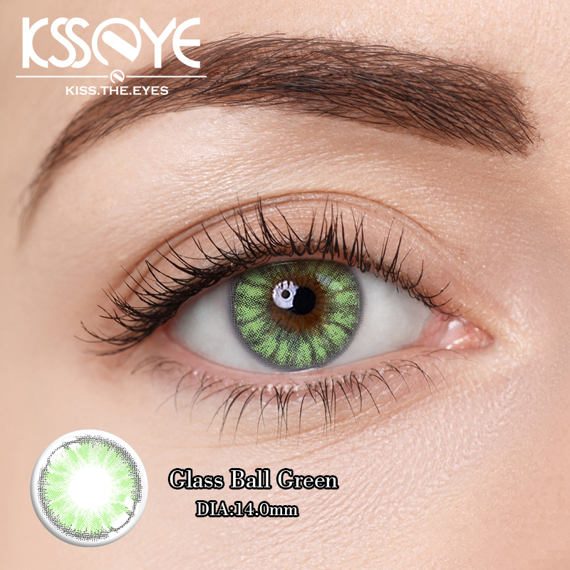 العدسات اللاصقة الخضراء لينة مع عيون كبيرة تستخدم في مستحضرات التجميل