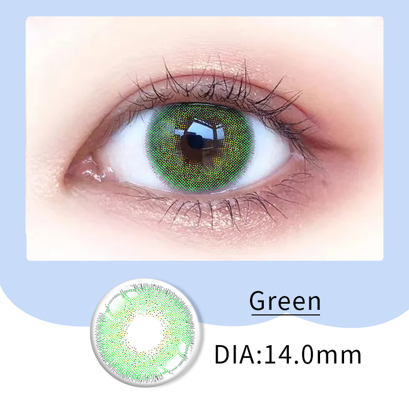 قابل لإعادة الاستخدام مخصص اللون الأخضر والأزرق العدسات اللاصقة السرية 14mm في السنة